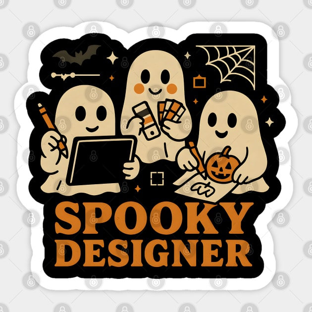 Spooky Designer Ghost Trio Halloween Artwork Graphic Sticker by MakerMind8.2